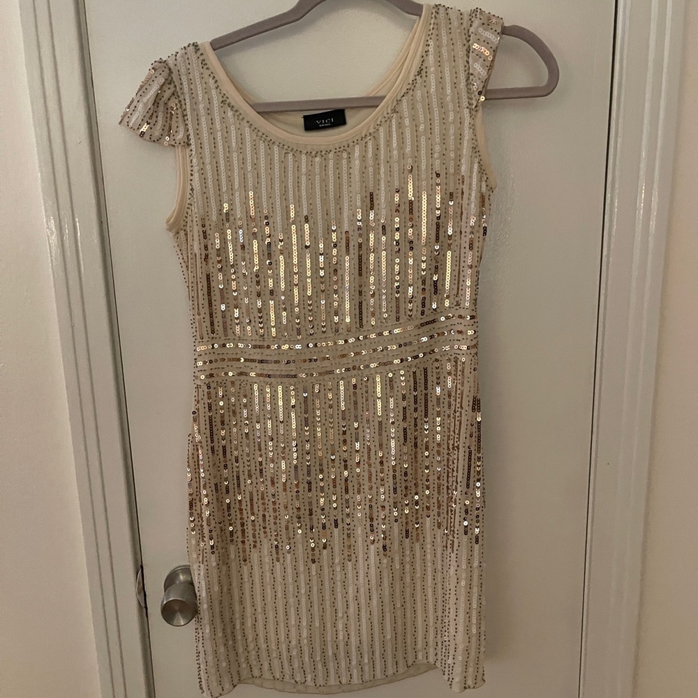 Vici Gold Sequin Sheath Mini Dress